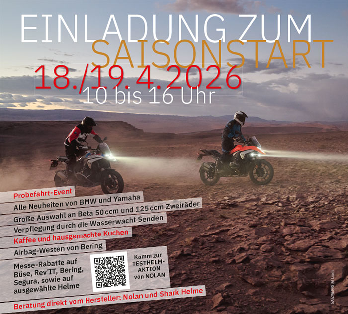 Saisonstart 2026 bei der Motorrad Bayer GmbH in Senden (18. und 19. April 2026)