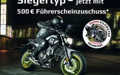 500,- € Führerscheinzuschuss A/A2* für MT-07 / MT-07 Moto Cage